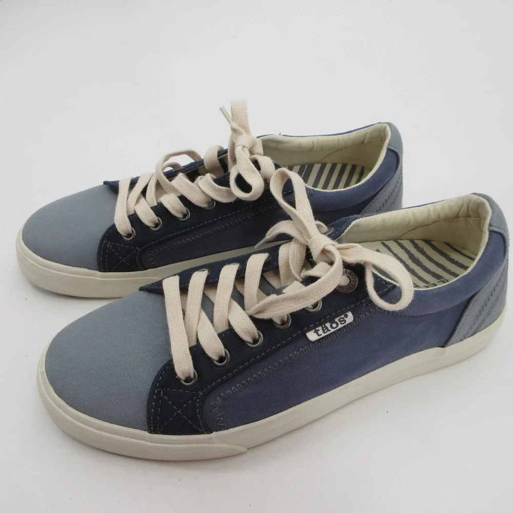 Taos Star Womens 9 Blue Canvas Low Top Lace Up Comfort Sneakers Shoes